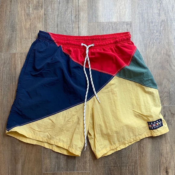 Tommy Hilfiger Other - Vintage Tommy Hilfiger Tommy Trunks Colorblock Swim Shorts Mens Large Red Navy